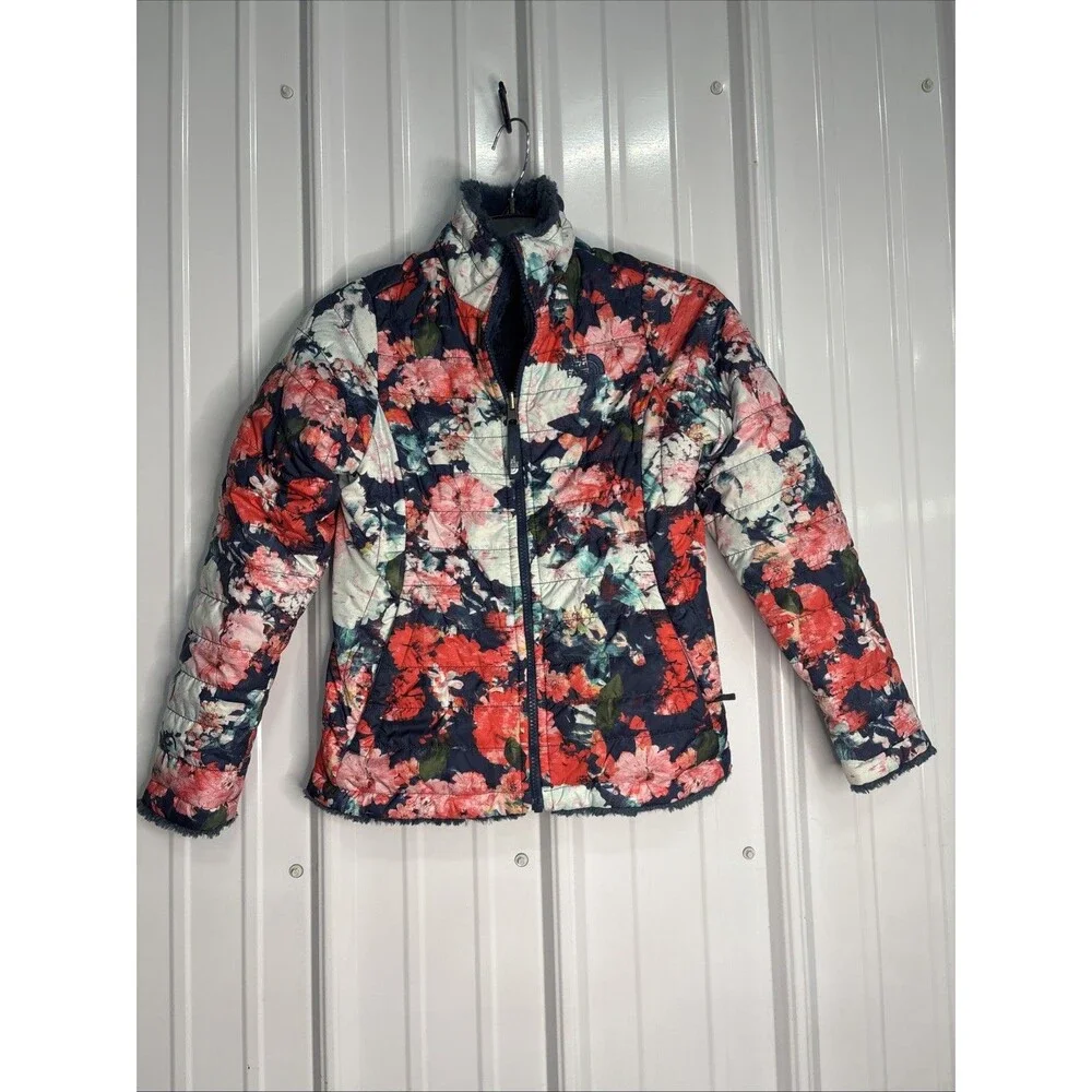The North Face Mossbud Girls Reversible Jacket Size Med 10/12 EUC